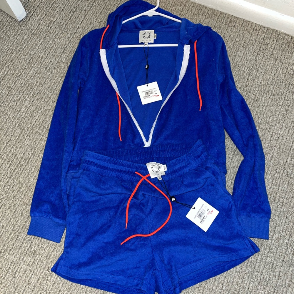 NWT $100 MSRP Blue Terry Cloth Coord Set